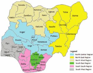 What does the term region, province, and state mean in Nigeria?