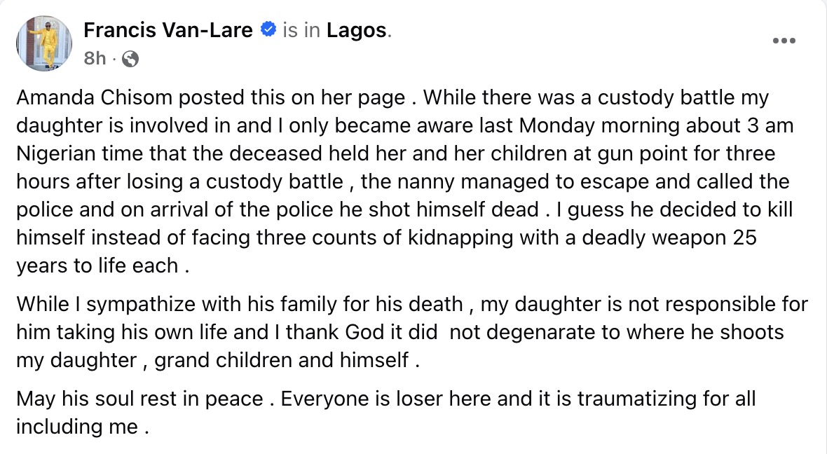 Father-in-law accuses late US doctor of holding partner, children hostage