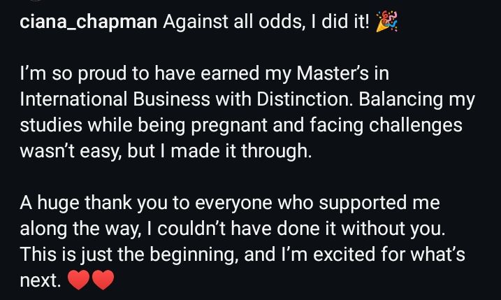 Ciana Chapman Instagram post