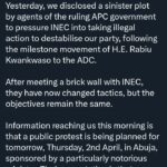 ADC alleges APC plot to destabilise party by pressure INEC into taking illegal action