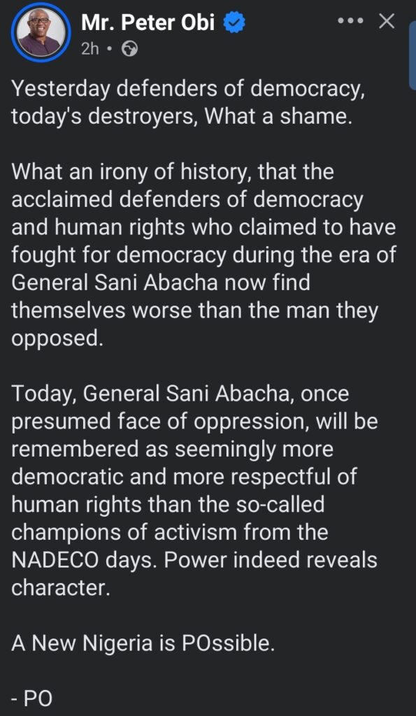 Peter Obi reacts strongly as INEC delists David Mark-led ADC NWC members