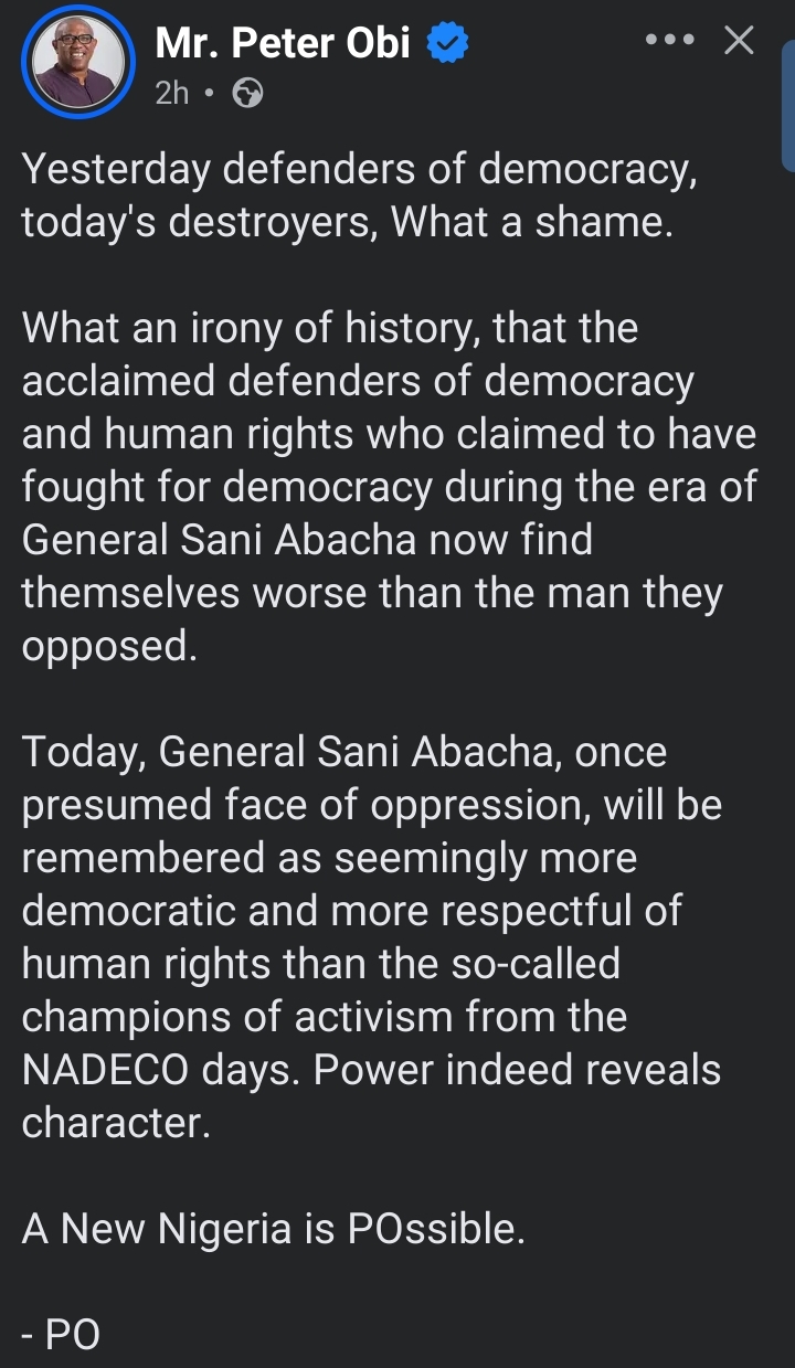 Peter Obi reacts strongly as INEC delists David Mark-led ADC NWC members